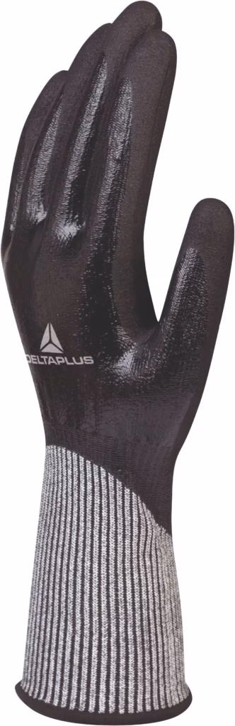 Fotografía sin fondo de uno de los guantes de seguridad color negro de la marca Stock Industrial en México.